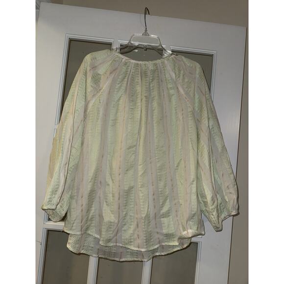 Philosophy Womens Cotton Peasant Tie Front Tassel Blouse Spring Boho Size L - Picture 4 of 4